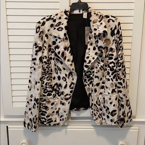 Chico’s cotton blazer size 1 NWT leopard print